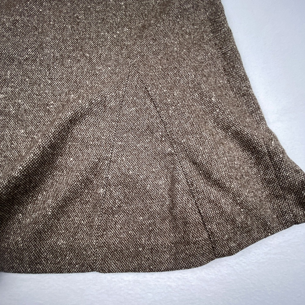 Harold's Brown Tweed Wool Silk Blend Flared Midi Skirt Leather Trim NWT Size 4 - Picture 5 of 8